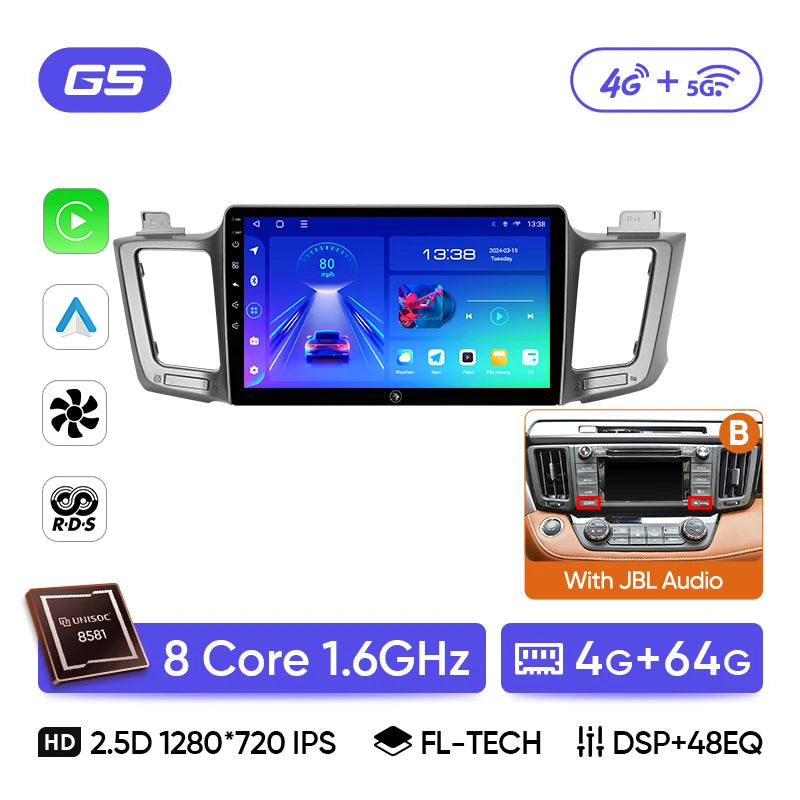Ainavi Car Radio For Toyota RAV4 2012 2013 2015 2016 2017 2018 2019 XA40 Carplay Android Auto Car Multimedia HDMI DSP 48EQ 2 DIN