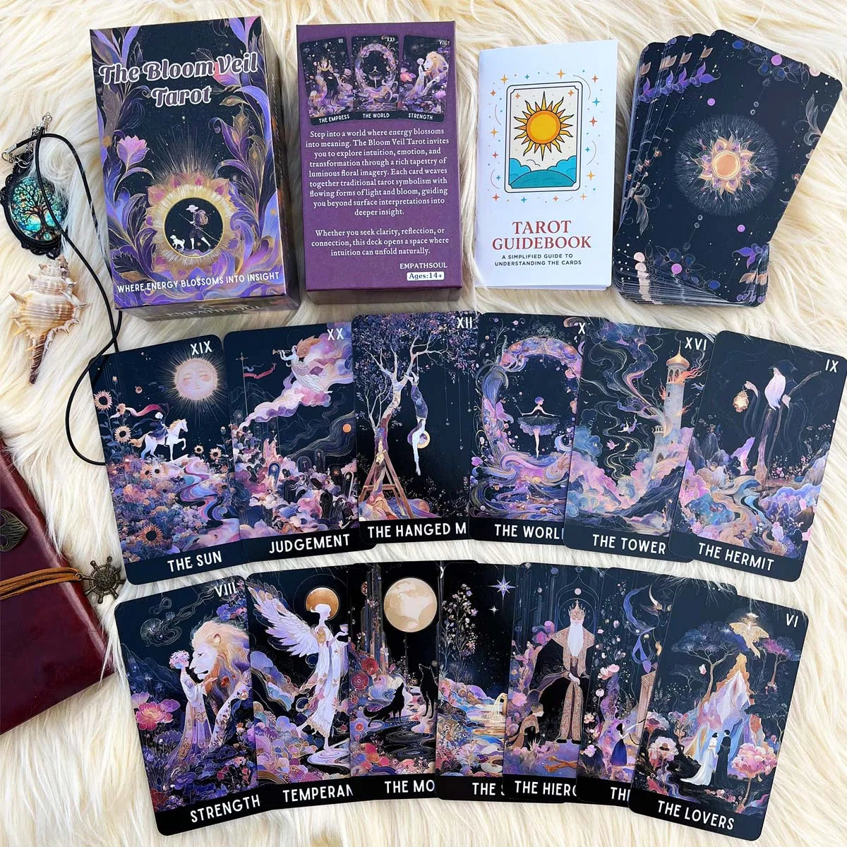 78-Card Tarot Deck, 13x8 Cm Bloom Veil, Intuitive & Dynamic Themes, Includes Instruction Manual