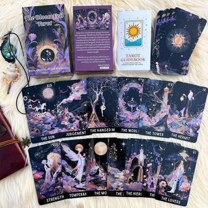 78-Card Tarot Deck, 13x8 Cm Bloom Veil, Intuitive & Dynamic Themes, Includes Instruction Manual