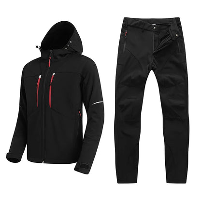 2024 Casual Winter Men Jackets Fleece Thick Pants Men's Sets Warm Waterproof Hooded Coats Male Cargo Pants Tactical Suits M-4XL