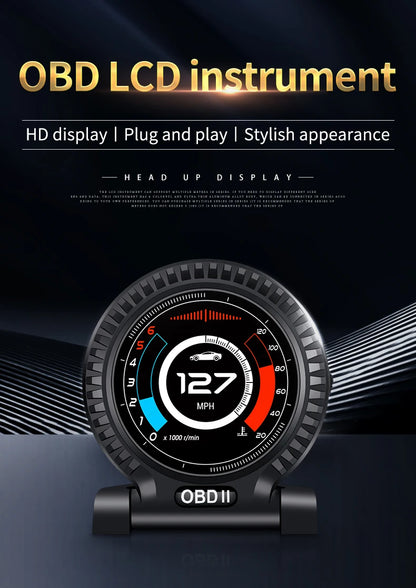 KWHUD HUD Head Up Display on Board Computer OBD2 Display Car Digital Speedometer Tacho Clock Oil Temperature Meters Turbo Gauges