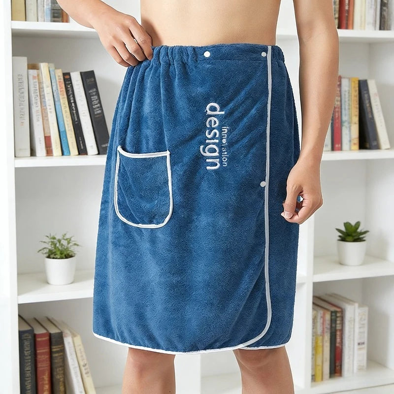 Winter Hot Spring Hotel Travel Yukata Wearable Coral Velvet Bathrobe for Men Water Absorbing Skirt Embroidered