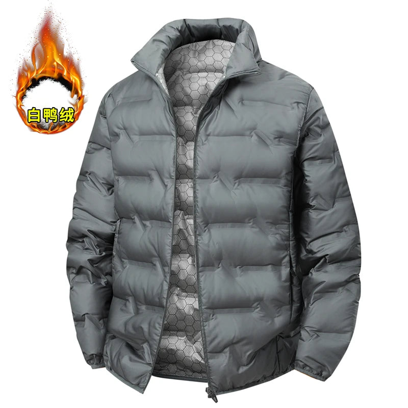 Solid-color middle-aged down jacket for winter warmth, padded lapel cardigan, thick and versatile down jacket