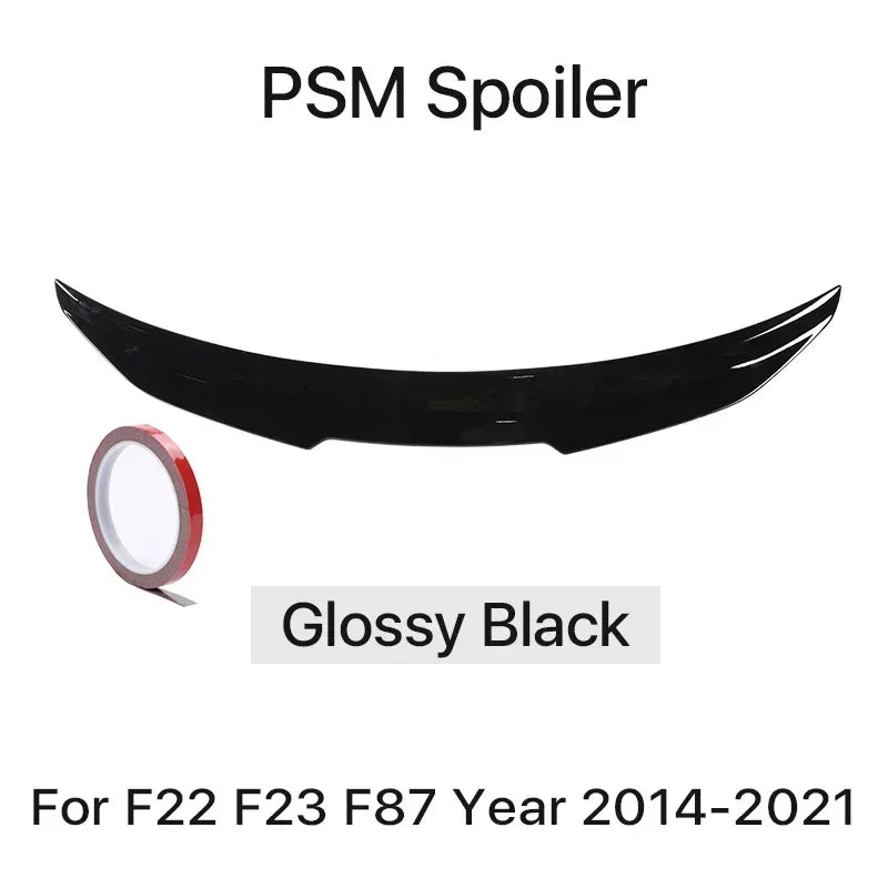 Rear Bumper Spoiler Lip For BMW 2 Series F22 F23 M2 F87 Carbon Fiber MP M4 PSM Style Roof Trunk Wing Tail 2014 -2021 Gloss Black