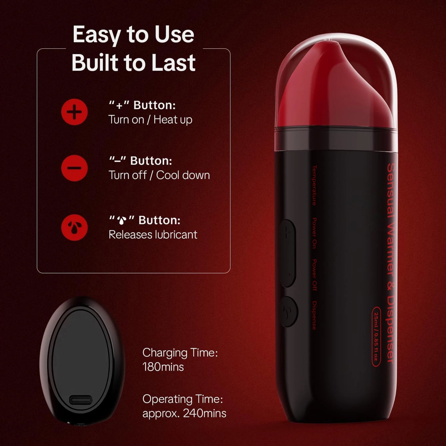 Electric Sexual Lubricant Warmer Dispenser Massage Oil Heater Vagina Anal Lubrication Rapid Heating Personal Lubricants