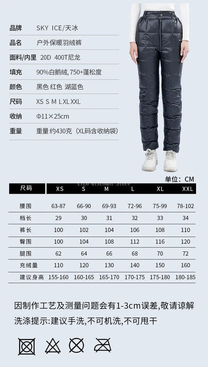 Down Pants Warm Duck Down Outdoor Windproof Waterproof Pants Cycling  ice snow sports hiking camping fishing sports winter pants
