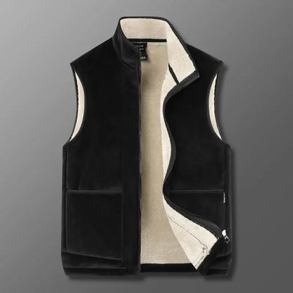 Winter Fleece Vest Men Outdoor Windproof Warm Casual Zipper Jackets Sherpa Lining Basic Solid Plush Thickened Sports Waistcoat