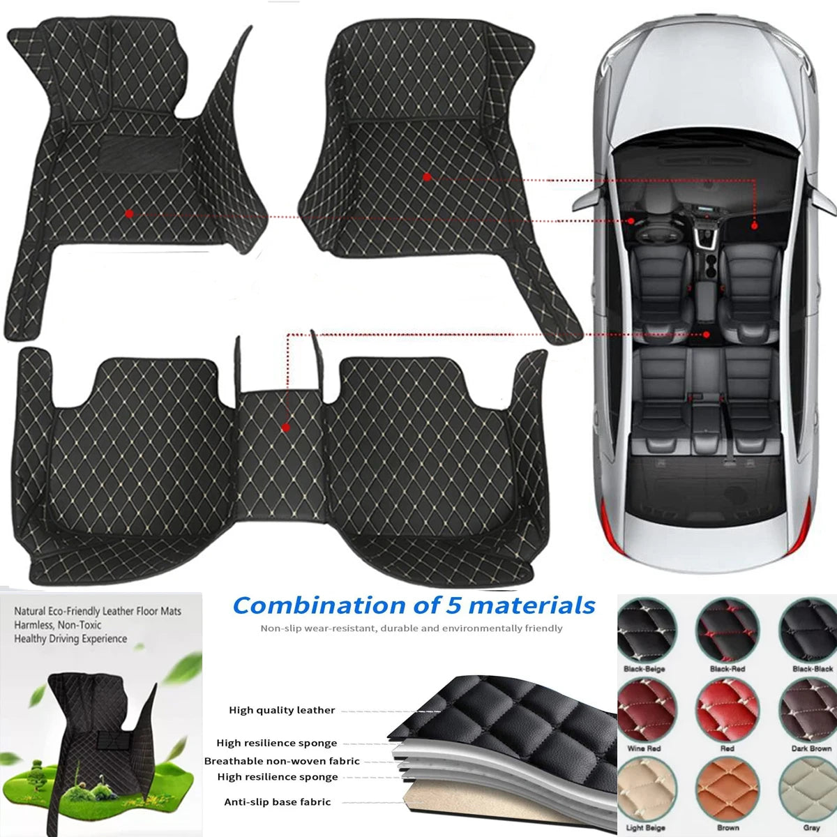3D PU-leather Waterproof Custom Car Floor Mats For Toyota RAV4 2005-2025 Years Auto Carpets Coche Accessorie Liners