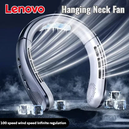 Lenovo Hanging Neck Fan LED Digital Display 8000mAh Portable Bladeless USB Rechargeable Mute Electric Air Cooler