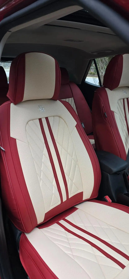 Universal fitting waterproof breathable soft Napa leather car seat cover set for cushion protection. Suitable for sedan and SUV