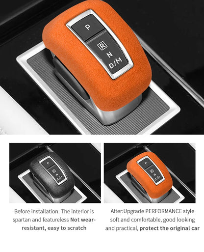Made of Alcantara For Mitsubishi Outlander 2023 Car Gear Shift Boot Cover Trim Sticker Anti Scratch Interior Tuning Accessories