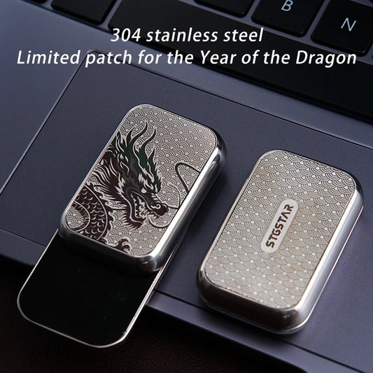 Dragon Pattern Infinite-Position Stress-Relieving Mechanical Card-Pushing EDC Metal Fidget Spinner Fingertip Toy Stress-Relievin