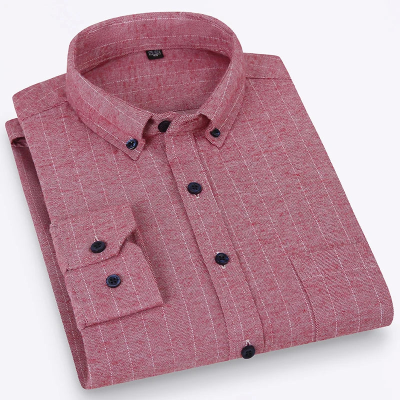 Pure Cotton Men's Plaid Shirt Long Sleeve Regular Fit Men Casual Oversized Shirt Leisure Autumn Male Blouse New Plus Size