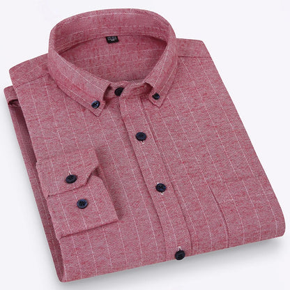 Pure Cotton Men's Plaid Shirt Long Sleeve Regular Fit Men Casual Oversized Shirt Leisure Autumn Male Blouse New Plus Size