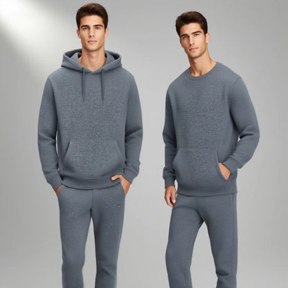 Men's autumn and winter new color solid color multi color optional hooded sweatshirt+pants fashionable casual sports set s-3XL