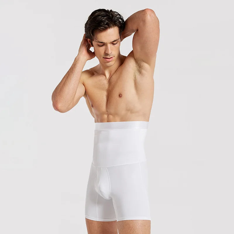 Men's Breathable Double Layer Waist Lifting Hip Shaping Leg Shaping Waist Shapewear Shorts Abdomen Control Waist Shaping Pants