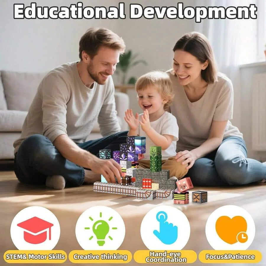 Magnetic Building Block Bricks Toy Mine Stacking World Creative DIY Model Build Set Educational STEM Kids Gifts for Boy Girls