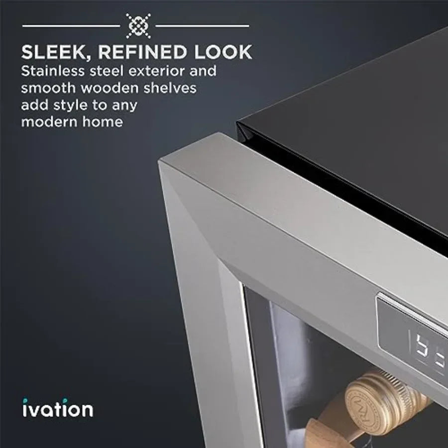Counter Top Thermoelectric Wine Cooler for Red White Wine Red Finish, Digital Temperature Control, Quiet Freestanding Refrigera