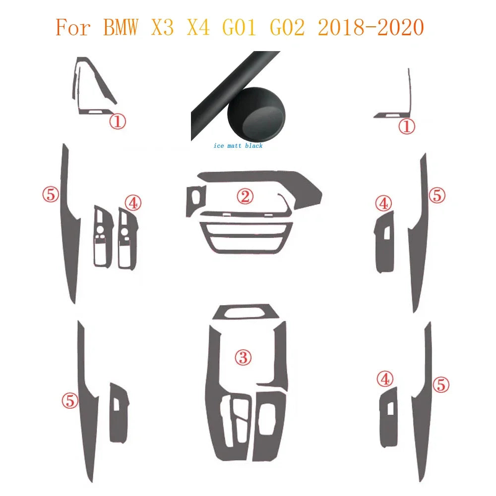 For BMW X3 X4 G01 G02 2018-2020 Interior Central Control Panel Door Handle Carbon Fiber Stickers Decals Car styling Accessorie