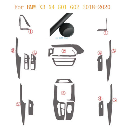 For BMW X3 X4 G01 G02 2018-2020 Interior Central Control Panel Door Handle Carbon Fiber Stickers Decals Car styling Accessorie
