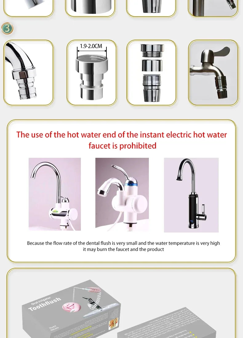 Water Dental Flosser Faucet Oral Irrigator Floss Dental Irrigator Dental Pick Oral Irrigation Teeth Cleaning Machine