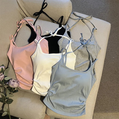 Hot ort Sve Crop Top Women's Faion Slim Fit Bal Vest Summer Outerwear Cotton Blend Comfortable Breathable Tank Top