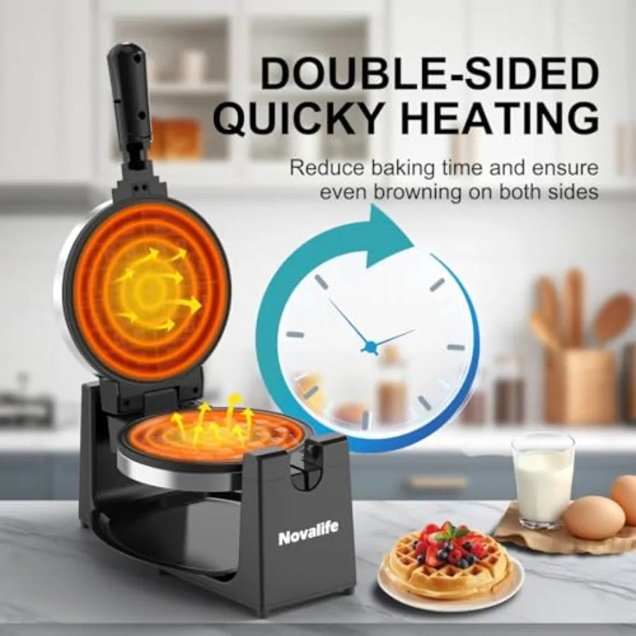 Waffle Maker Rotating Belgian Waffle Maker 180° Flip Waffle Iron Non-Stick Plate Adjustable Browning Control Foldable Cool Touc