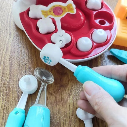 Children Simulation Dog Tooth Extraction Pretend Play Medica Doctor Toy Filling Pet Dentist Care Toy Set For Kids Birthday Gifts