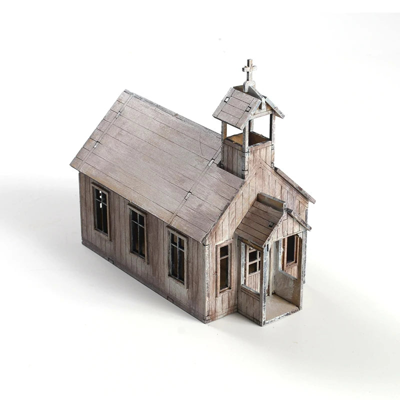 1/72 Eastern European Church Miniature Landscape Architecture Wooden Assembly Model DIY Handmade Toy