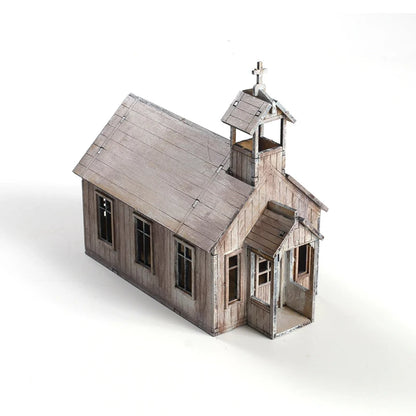 1/72 Eastern European Church Miniature Landscape Architecture Wooden Assembly Model DIY Handmade Toy