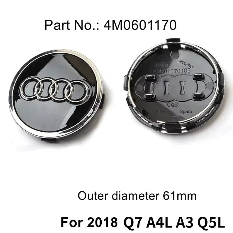 4pcs Audi Wheel Center Cap Hub Covers 60mm-135mm Car Styling Badge Auto Accessories Compatible with A3 A4 A5 A6 A7 S4 Q7 Q3