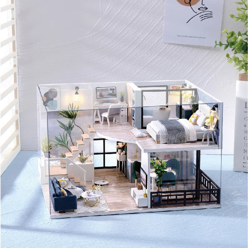 DIY Doll Houses Kits 3D Wooden Puzzles Mini Doll House Assembly Building Furniture Handmade Toys For Xmas Birthday Gifts