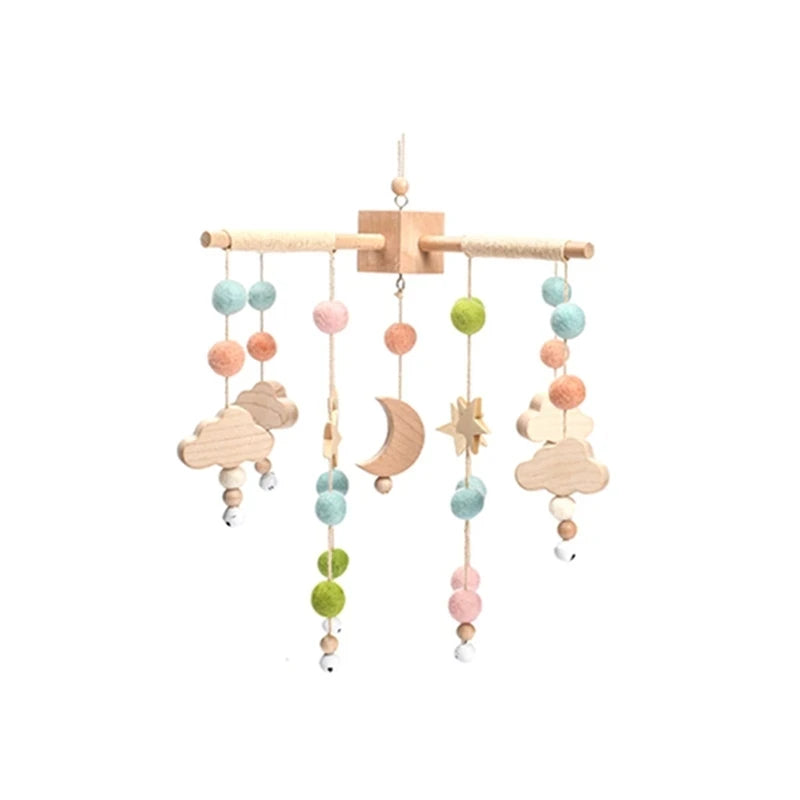 Baby Rattle Toy Bed Bell Bracket Wooden Mobile 0-12 Months Newborn Crochet Bed Bell Hanging Toys Holder Bracket Infant Crib Gift