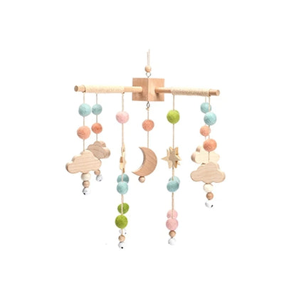 Baby Rattle Toy Bed Bell Bracket Wooden Mobile 0-12 Months Newborn Crochet Bed Bell Hanging Toys Holder Bracket Infant Crib Gift
