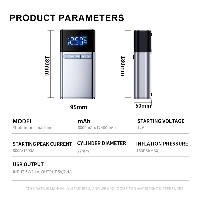 4 in1 Car emergency Start Jump Wireless Power Inflatable Pump All-in-one Hitchhiker Multi-function Auto Battery Lighter Starter
