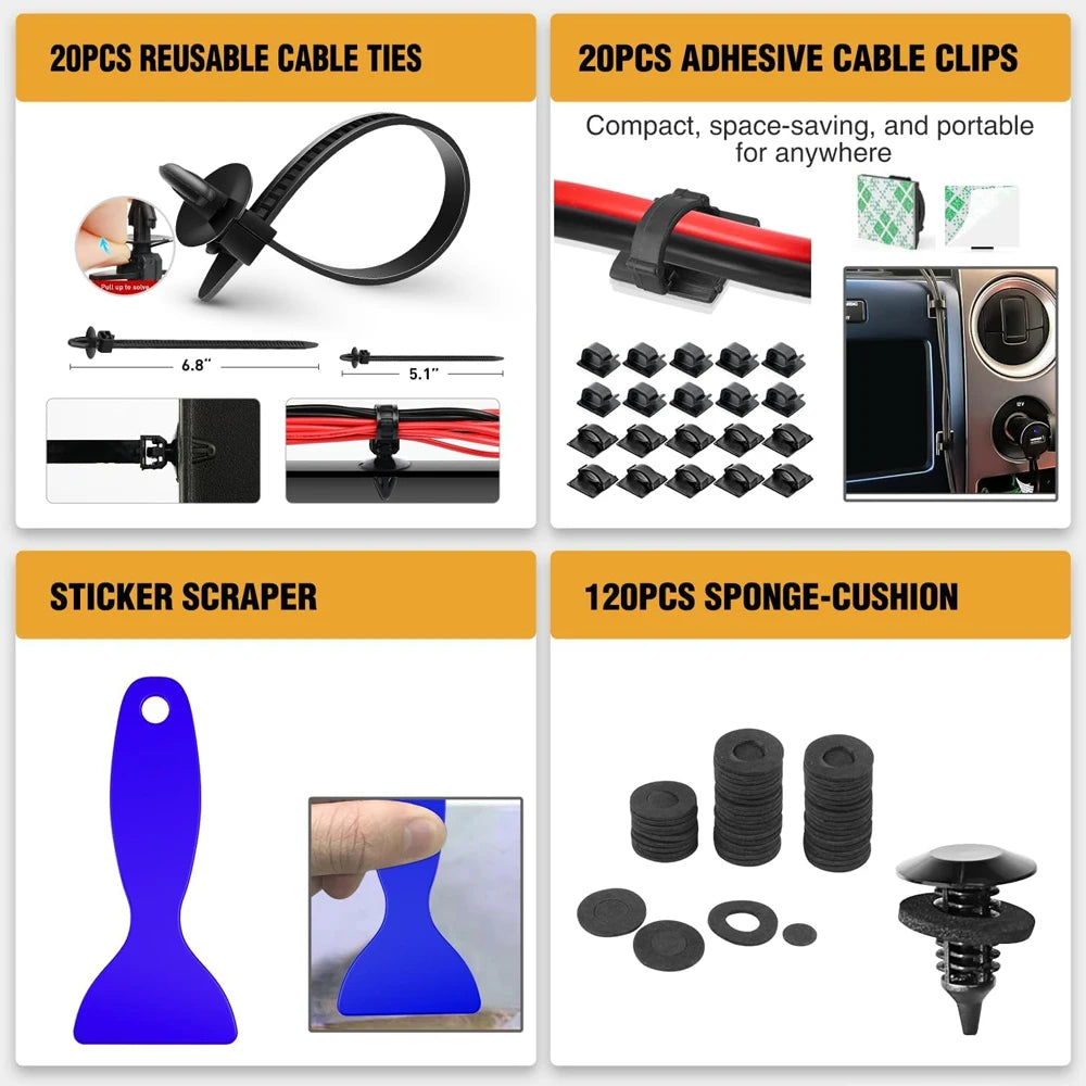 330Pcs Car Door Clip Car Disassembly Tools Set DVD Stereo Refit Kits Interior Plastic Trim Panel Dashboard Removal Tools