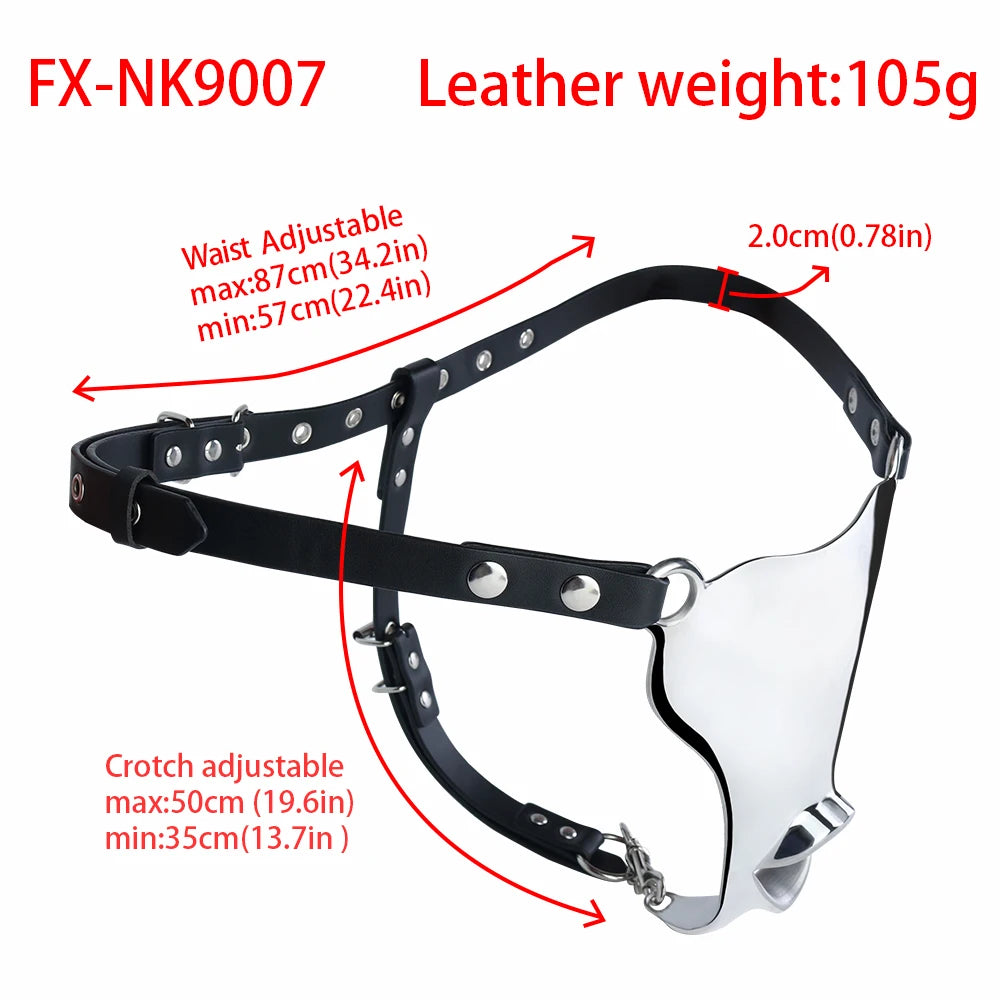 LEZEE Heavy Metal Underwear Sissy Pants Male Chastity Cage Dick Pocket With PU Chastity Belt Penis Bondage Sex Toys For Men