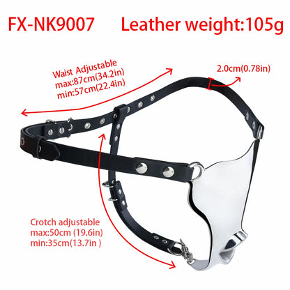 LEZEE Heavy Metal Underwear Sissy Pants Male Chastity Cage Dick Pocket With PU Chastity Belt Penis Bondage Sex Toys For Men