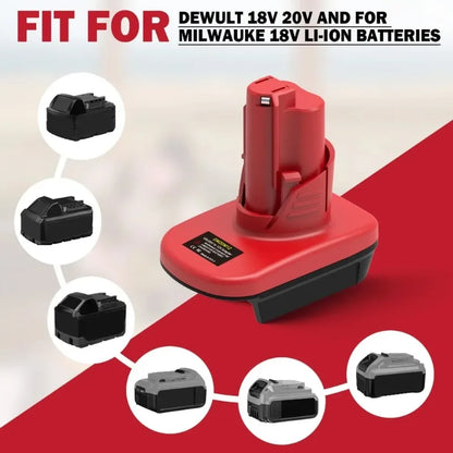 DM20M12 MT18M12 Adapter for Milwaukee/DeWalt/Makita 18V/20V Lithium Batteries Converting To for Milwaukee M12 12V Battery Tools