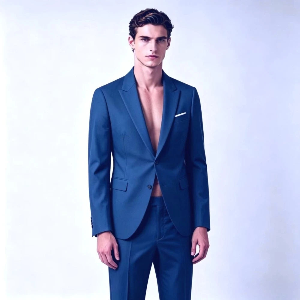 Men's Suit Lightweight Wedding Eegant 2 Piece Set Solid Color Formal Business Blazer Pants Classic Tuxedo for Party Groomsmen