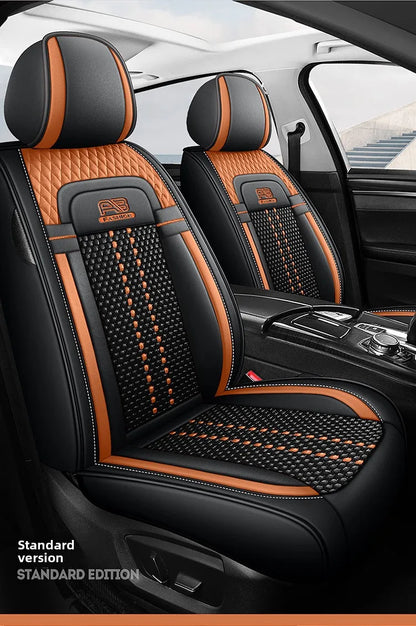 Universal Auto Split Seat Car Full Seat Cover Breathable Ice Silk Nappa Leather Car SUV Cushion Full Seats Cover Protection