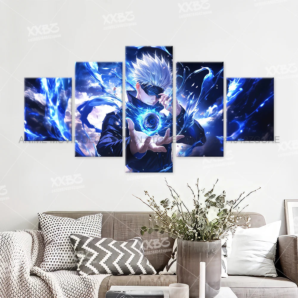 Anime Jujutsu Kaisen Character 5PCS Home Decor Canvas Paintings Pictures Wall Art Printed Poster No Frame Artwork Living Room