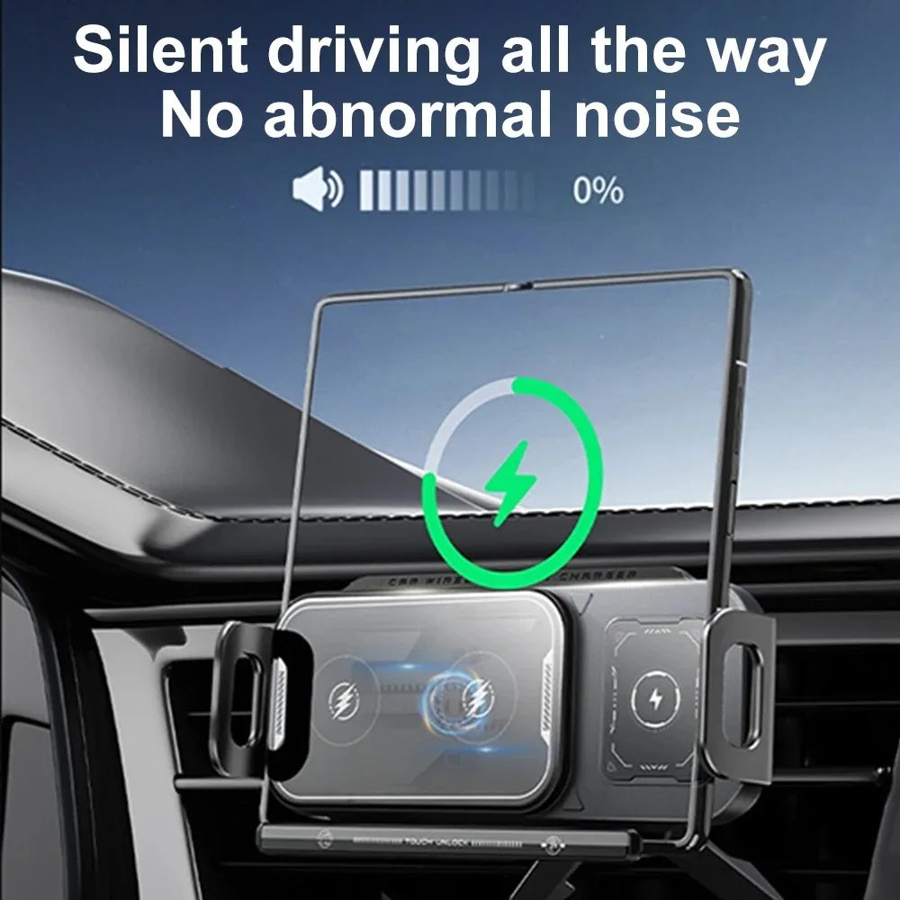 Rotation Universal 15W Car Phone Wireless Charger Holder Stand for Samsung Galaxy Fold 6 5 4 3 Z Flip S25 S24 iPhone 16 15