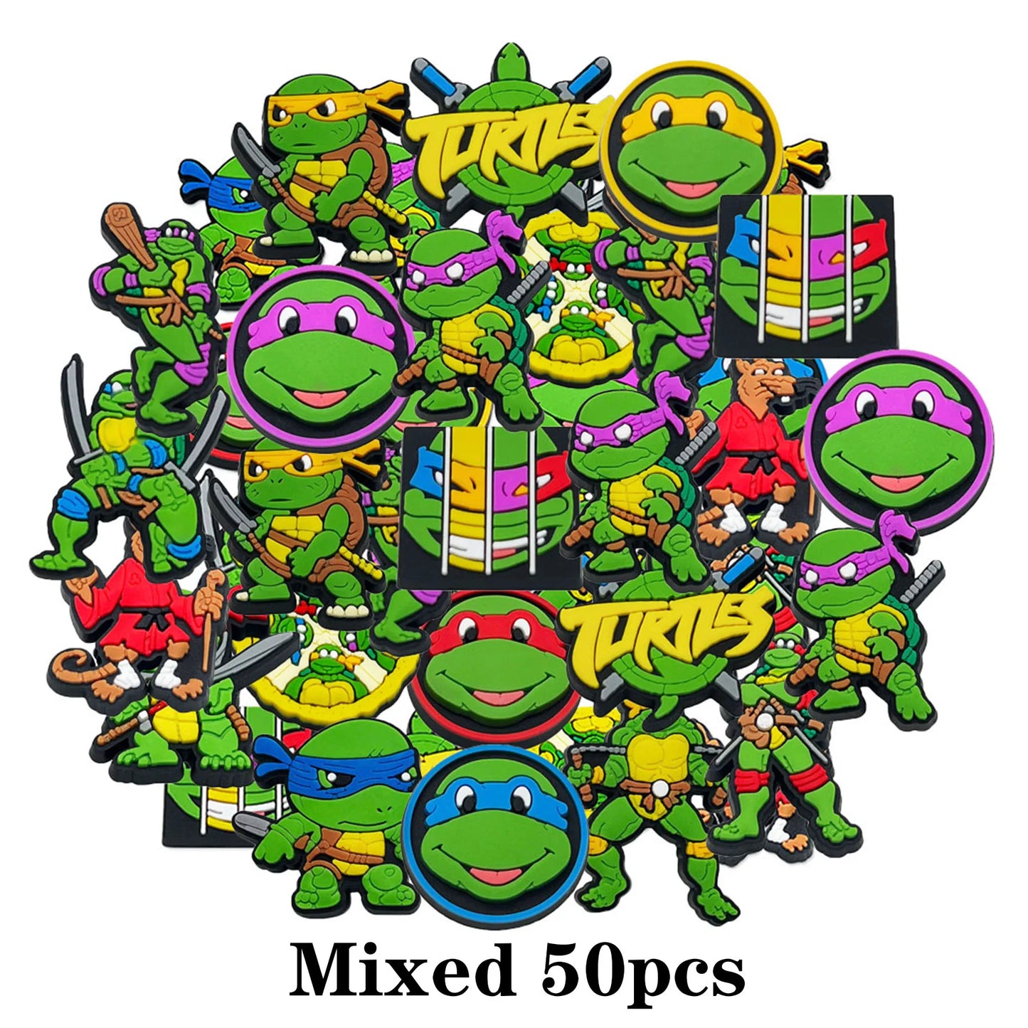 16-100PCS Green Cartoon Shoe Charms For Clogs Diy Shoe Decorations Accessories PVC Buckle Decorate Boy Birthday Party Gift