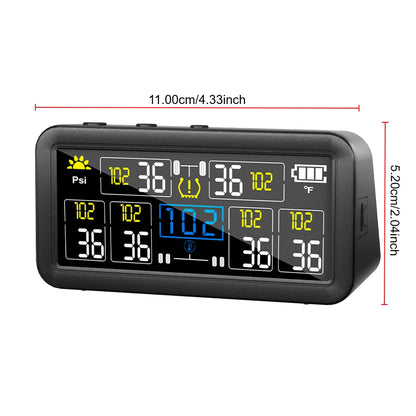 0~9.9Bar Truck RV 4/6 External Sensors Car Tire Pressure Alarm Digital LCD Display Solar TPMS Waterproof