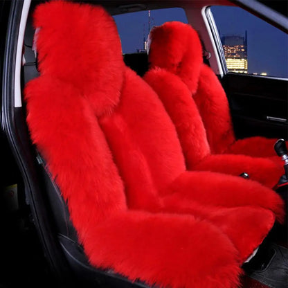 Universal Winter Car Seat Cushions Australian Sheepskin Fur Seat Auto Cover Autumn Warm Winter Interior Accessories K6X4
