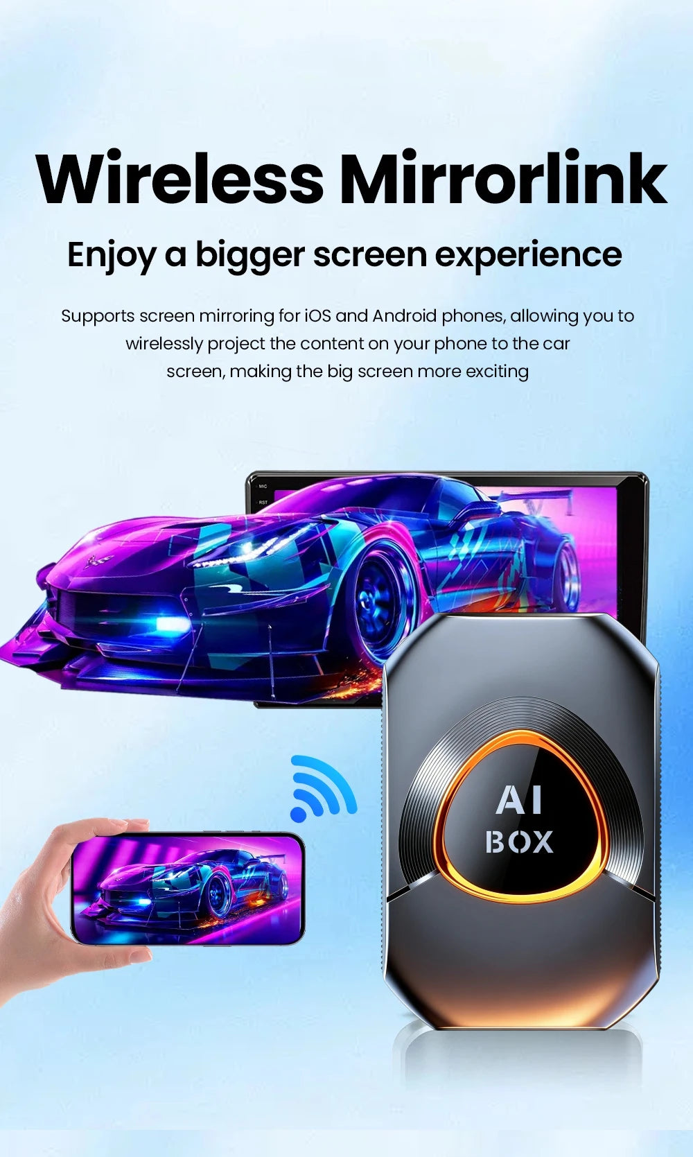 CarRocket Wireless CarPlay AI Box Plug And Play Android 15 Netflix YouTube Car Multimedia Video Box for Cars with Wired CarPlay