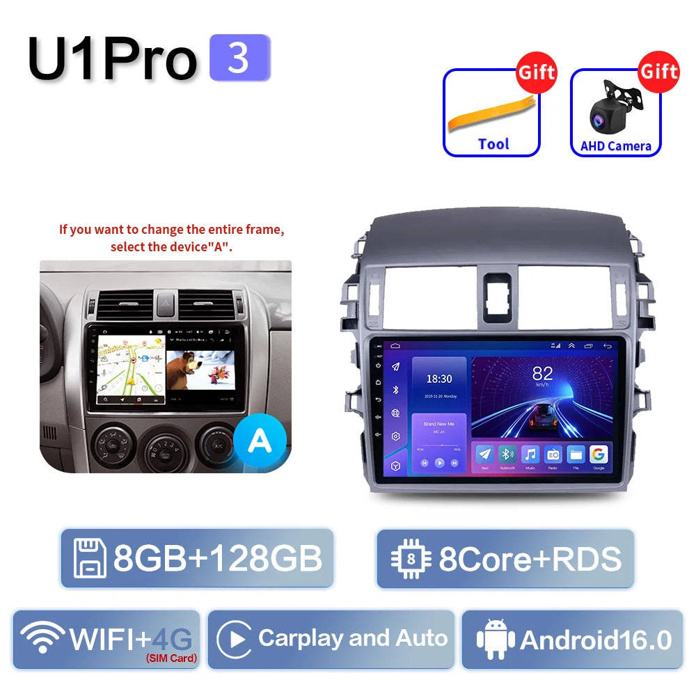 Carplay Android Auto for Toyota Corolla E140/150 2006 2007-2013 Multimedia Automotive Subwoofer Autoradio Android DSP 4G