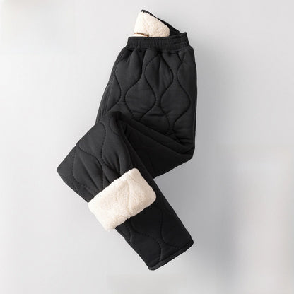 Thickened Fleece Lined Warm Cotton Pants for Men Business Casual Straight Leg Trousers Winter New Style Dad Elderly Warmth