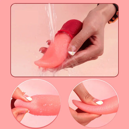 Realistic Licking Tongue Rose Vibrator for Women Nipples Clitoral Stimulation Vibrators Sex Toys for Adult Female Couples 18+